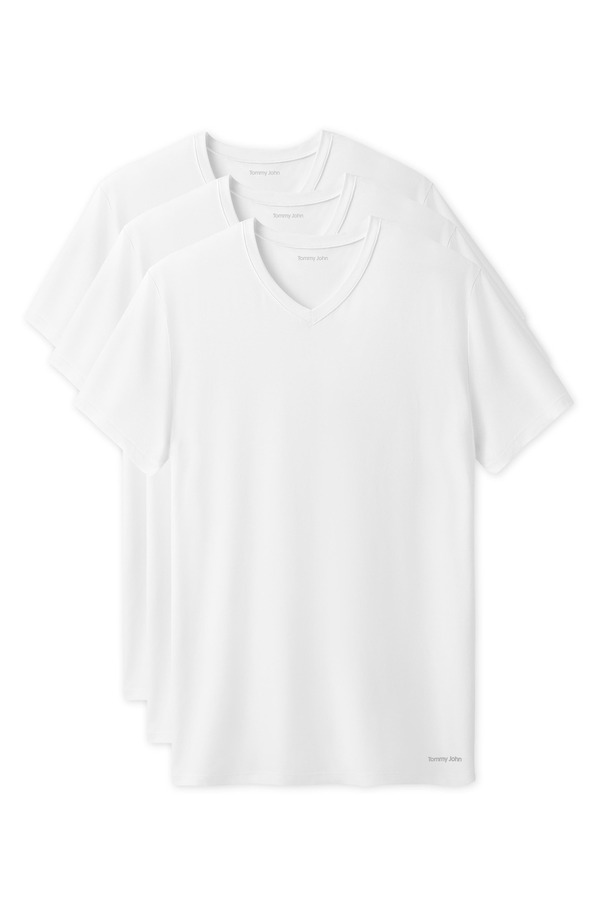 トミージョン メンズ トップス Tシャツ Vネック Tommy John 3-Pack Second Skin Stay Tucked V-Neck Undershirts White ホワイト