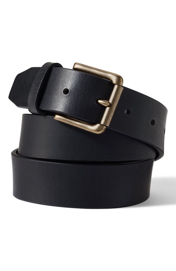 ランズ挙げ句の果て メンズ 付属品 胴締め なめし革 Lands\u0027 End Leather Jean Belt Black/Brass 黒いこと