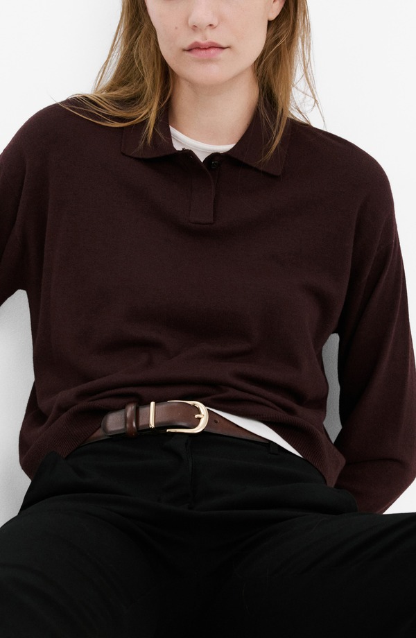 マンゴ レディース アウター パーカー・スウェット ポロシャツ セーター MANGO Polo Sweater Maroon マルーン