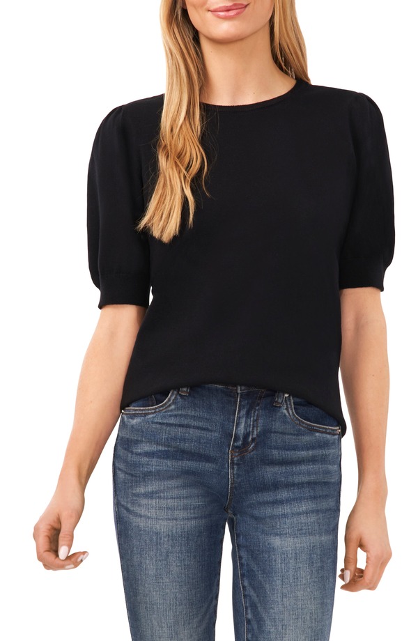セセ レディース アウター パーカー・スウェット セーター CeCe Puff Sleeve Sweaterich Black ブラック