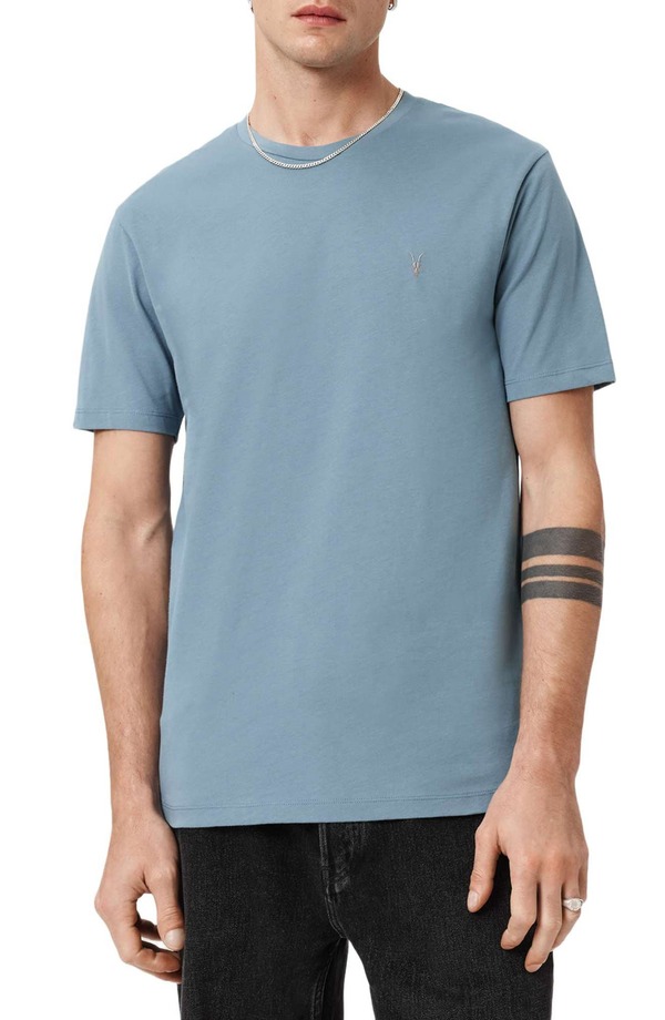 オールセインツ メンズ トップス Tシャツ コットン AllSaints Brace Cotton T-Shirt Coastline Blue ブルー