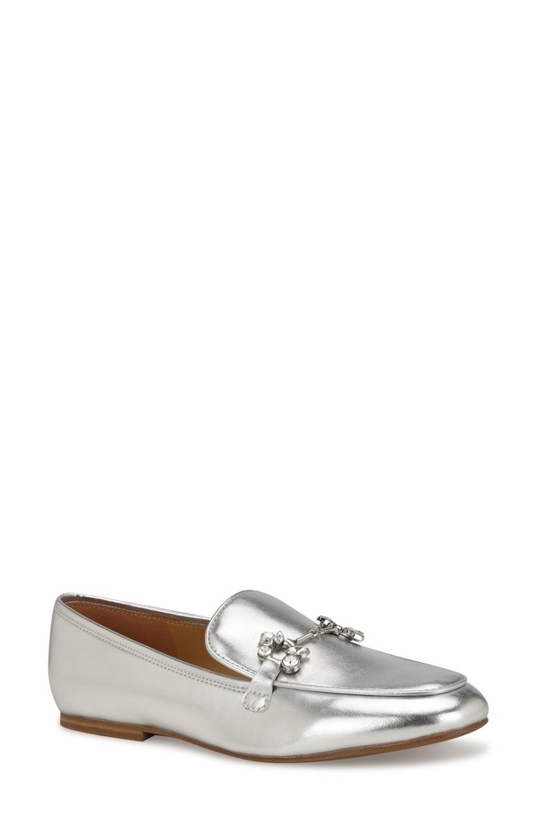 ナインウェスト レディース シューズ スリッポン・ローファー Nine West Bennit Bit Loafer Silver しろがね色