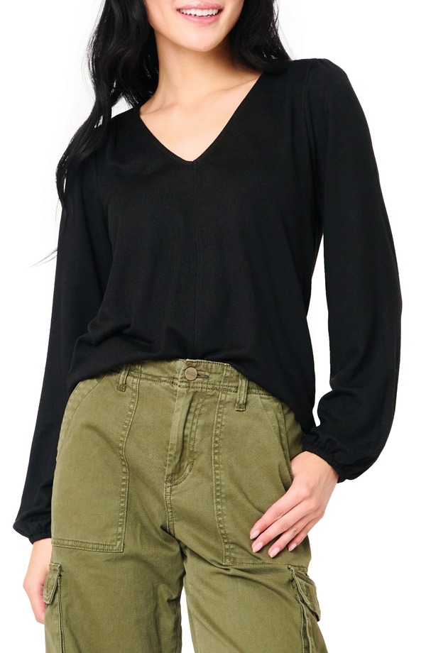 ギブソンルック レディース アウター パーカー・スウェット Vネック セーター GIBSONLOOK Blouson Sleeve V-Neck Sweater Black ブラック