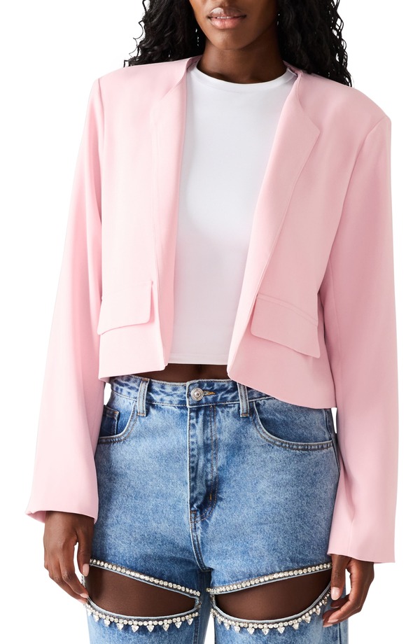 スティーブ マデン レディース アウター ジャケット・ブルゾン ブレザー Steve Madden Serene Crop Blazer Powder Pink ピンク