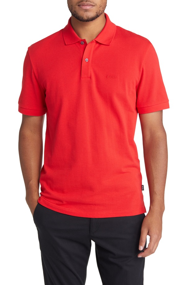 ボス メンズ トップス ポロシャツ コットン BOSS Pallas Cotton Polo Medium Red レッド