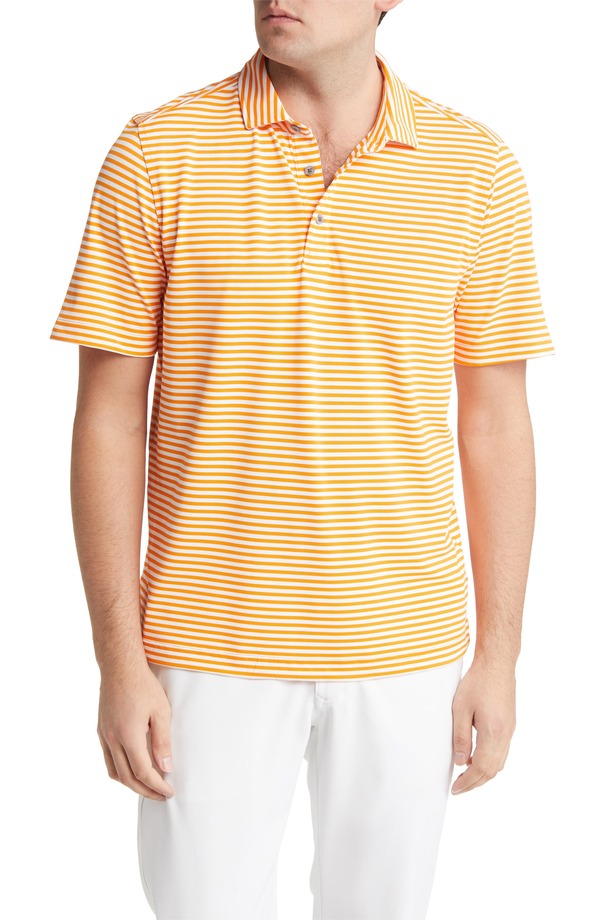 カッターアンドバック メンズ トップス ポロシャツ Cutter & Buck Virtue Piqu Stripe Recycled Blend Polorange Burst オレンジ