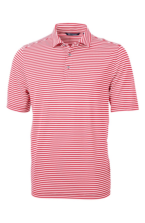 カッターアンドバック メンズ トップス ポロシャツ Cutter & Buck Virtue Piqu Stripe Recycled Blend Polo Red レッド