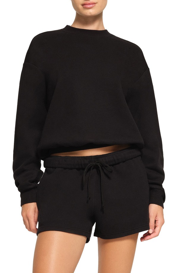 スキムズ レディース アウター パーカー・スウェット シャツ コットン フリース SKIMS Cotton Blend Fleece Classicrew Sweatshirt Onyx｜ReVida 店