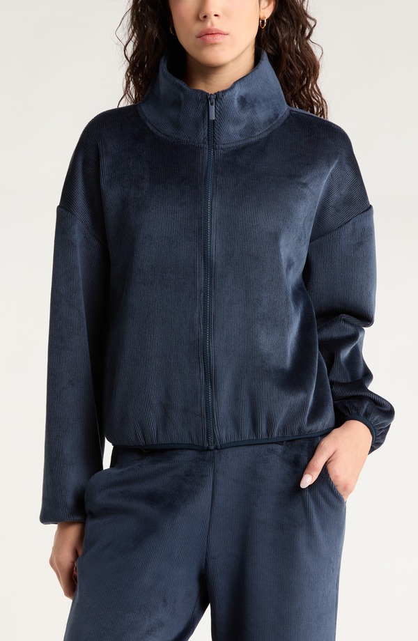 ゼラ レディース アウター ジャケット・ブルゾン プラスサイズ Zella Plush Rib Jacket Navy Sapphire ネイビー