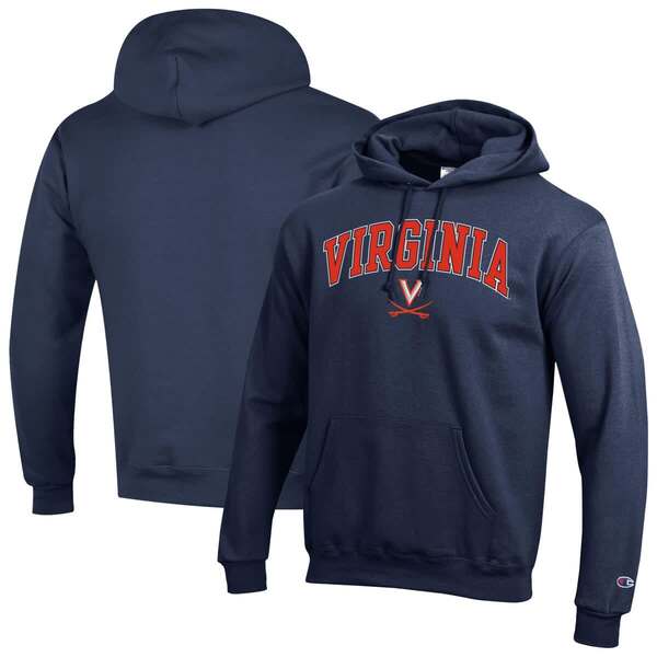 チャンピオン メンズ アウター パーカー・スウェット ロゴ フリース Men'sChampionavy Virginia Cavaliers Arched Logo Fleece Pullover Hoodie Navy ネイビー