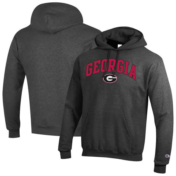 チャンピオン メンズ アウター パーカー・スウェット ロゴ Men'sChampion Charcoal Georgia Bulldogs Arch Over Logo Pullover Hoodie Charcoal チャコール