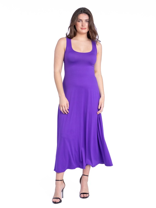 24 セブンコンフォート レディース トップス ワンピースリムフィット A ライン ノースリーブ マキシ 24seven Comfort Apparel Slim Fit A-Line Sleeveless Maxi Dress Lilac ライラック