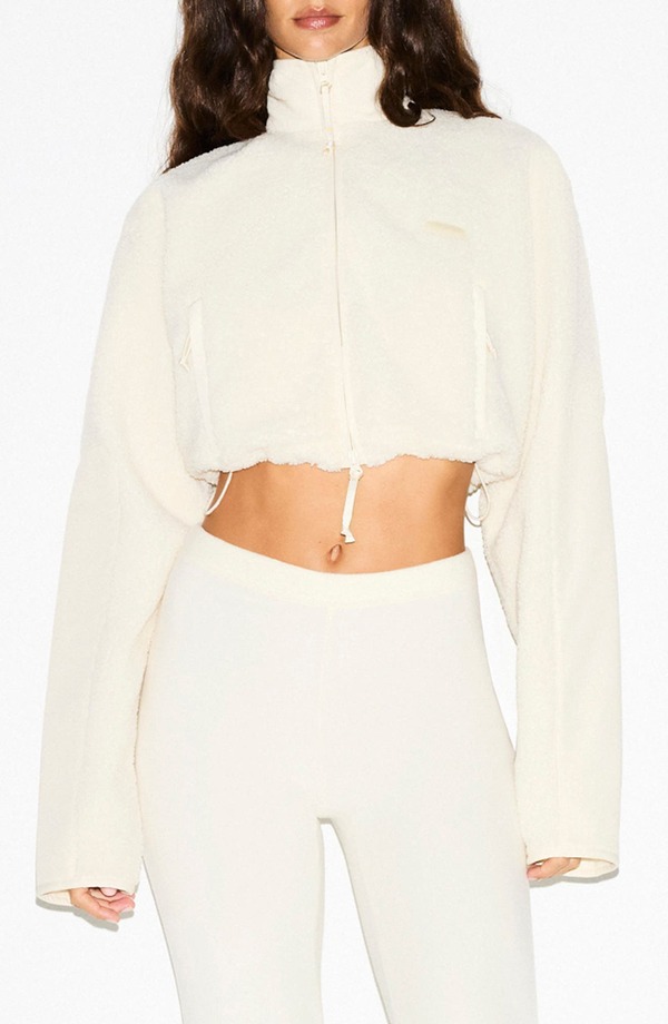 スキムズ レディース アウター パーカー・スウェット ジャケット SKIMS Faux Shearling Crop Jacket Ecru エクリュ｜ReVida 店 14,610円