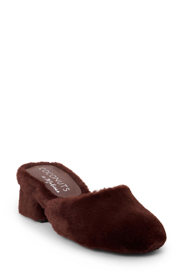 ココナッツバイマッテシィ レディース シューズ 踵 Coconuts by Matisse Teddy Faux Fur Mule Chocolate 黒茶 ミュール-レディース靴-靴