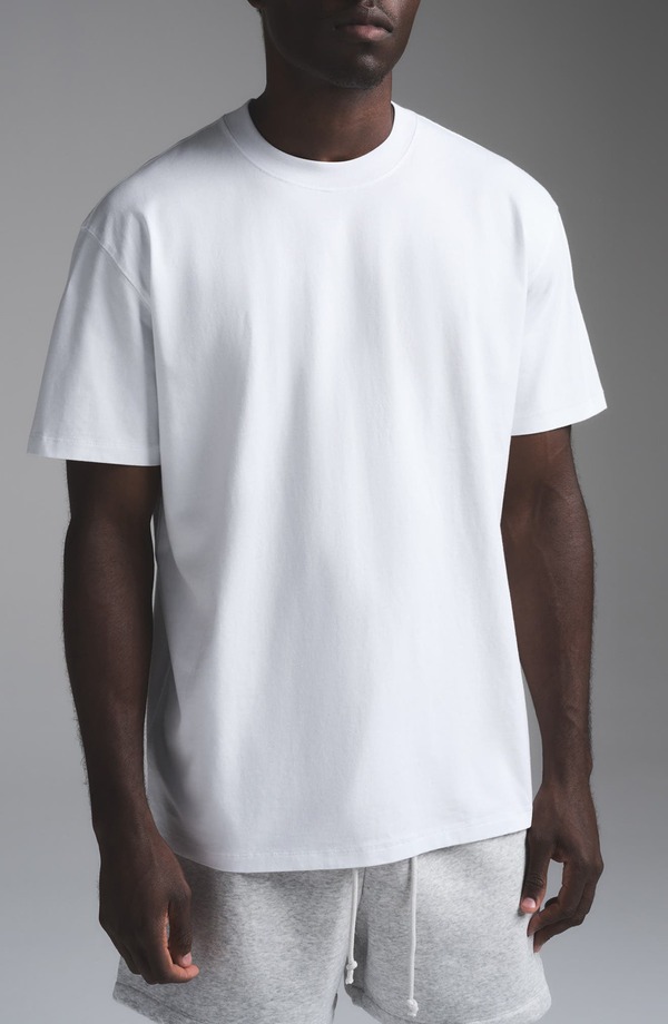 スキムズ メンズ トップス プルオーバー 伸び伸びする填まる 綿織物 SKIMS Relaxed Fit Heavyweight Cotton T-Shirt Chalk 車輪止め