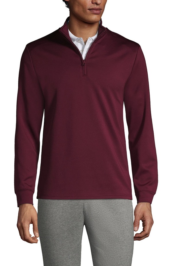 ランズ挙げ句の果て メンズ アウター パーカー・スウェット ハーフジップ Lands\u0027 End School Uniform Quarter Zipullover Burgundy バーガンディ メンズファッション-トップス-パーカー
