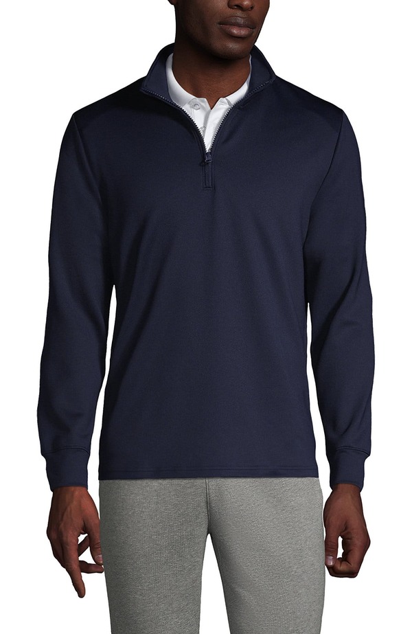 ランズエンド メンズ アウター パーカー・スウェット ハーフジップ Lands' End School Uniform Quarter Zipullover Classic Navy ネイビー｜ReVida 店