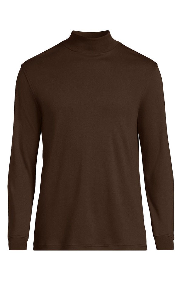 ランズエンド メンズ トップス Tシャツ タートルネック コットン Lands' End Cotton Supima Mock Turtleneck Dark Walnut Brown ブラウン