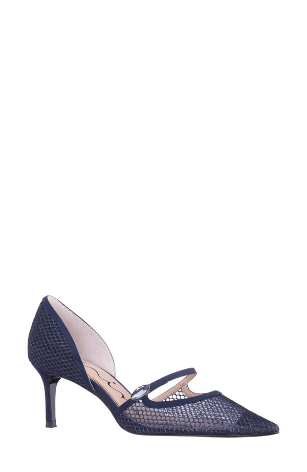 ニナ レディース シューズ 踵 旗がしら Ninashly Pointed Toe Cap Toe Mary Jane Pump Navy 米国海軍 ミュール-靴