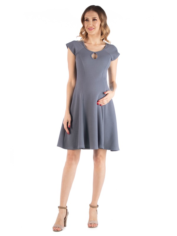 24 セブンコンフォート レディース トップス ワンピース マタニティ 24seven Comfort Apparel Maternity Dress with Keyhole Neck Grey グレー