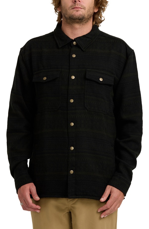 ビラボン メンズ トップス シャツ Billabong Lodge Jacquard Snap Front Shirt Dark Military