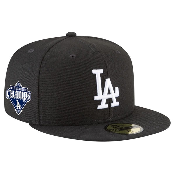 ニューエラ メンズ アクセサリー 帽子 Men's New Era Black Los Angeles Dodgers 2024/25 Back-to-Back Champions Diamond Side Patch 59FIFTY Fitted Hat Black ブラック