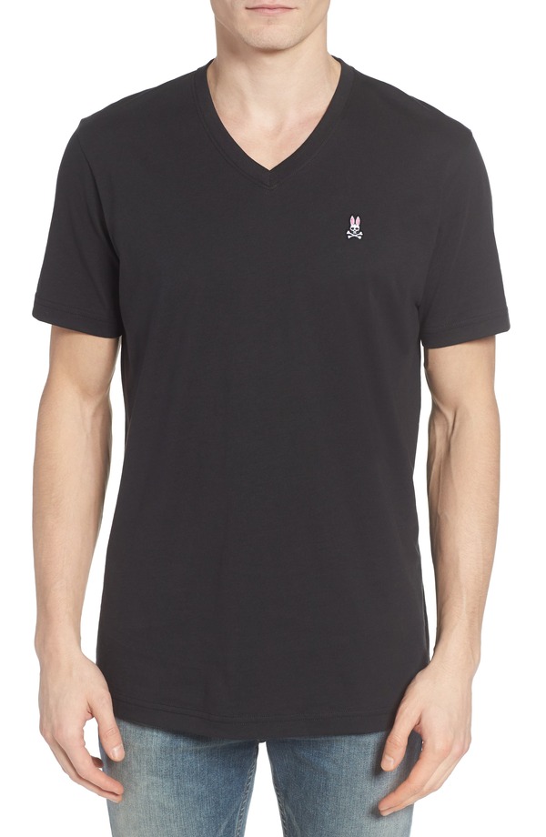サイコバニー メンズ トップス プルオーバー Vのど首 Psycho Bunny V-Neck T-Shirt Black 黒いこと