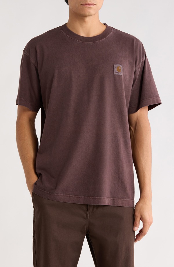 カーハート メンズ トップス Tシャツ ロゴ Carhartt Work In Progress Vista Loose Fit Logo T-Shirt Palisander Garment Dyed