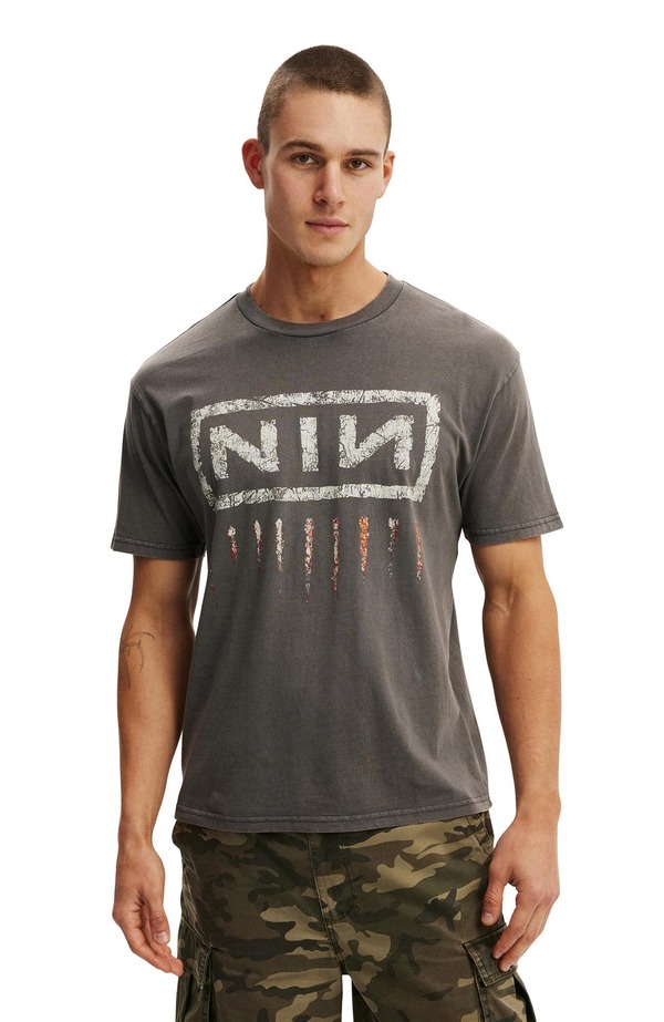コットンオン メンズ トップス Tシャツ Cotton Men's Premium Loose Fit Music T-Shirt Faded Slate - Nine Inch スレート