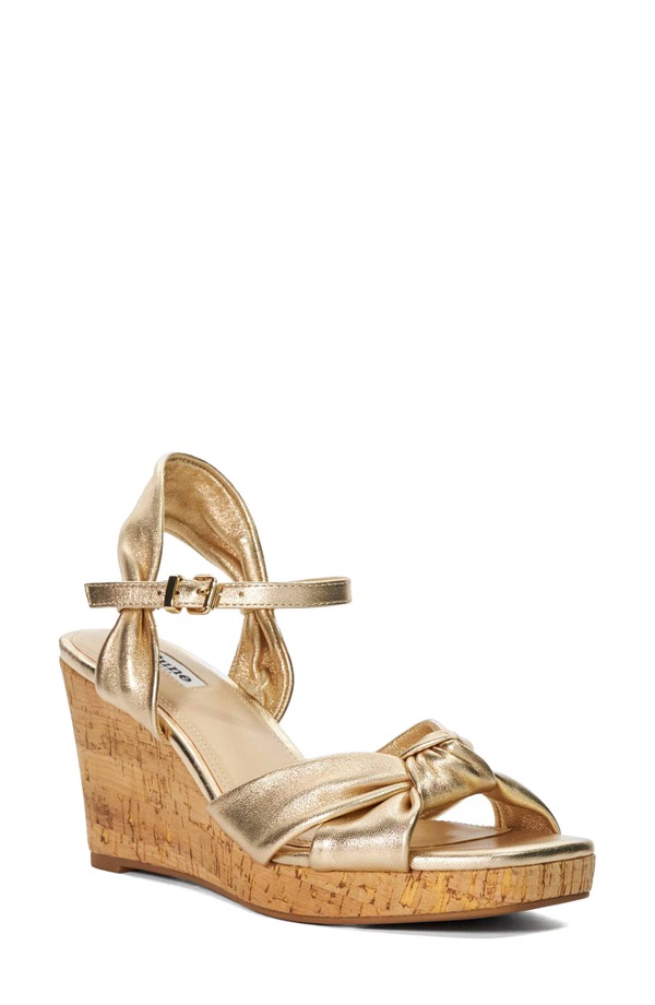 デューンロンドン レディース シューズ ヒール プラットフォーム サンダル Dune London Kaino Platform Wedge Sandal Gold ゴールド｜ReVida 店