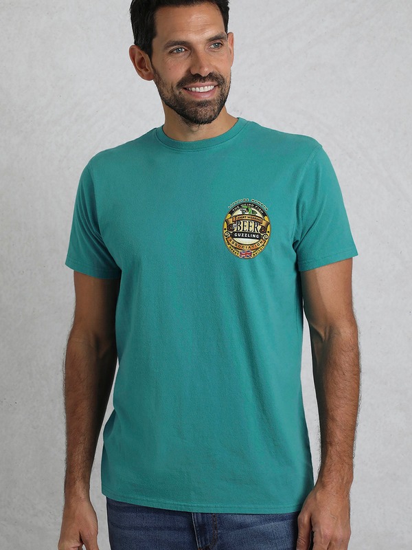 ウィアードフィッシュ メンズ トップス プルオーバー 刷り上げる Weird Fish Beer Guzzling Back Print Artist-Shirt Viridis