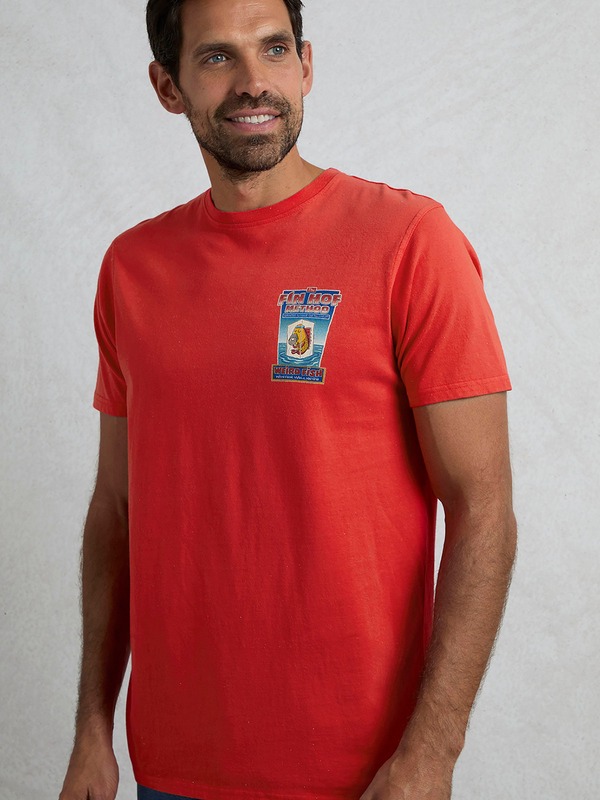 ウィアードフィッシュ メンズ トップス プルオーバー 刷り上げる Weird Fish Fin Hof Back Print Artist-Shirt Retro Red 赤いこと