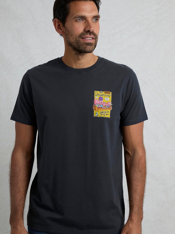 ウィアードフィッシュ メンズ トップス プルオーバー 刷り上げる Weird Fishrimpsons Back Print Artist-Shirt Navy 米国海軍