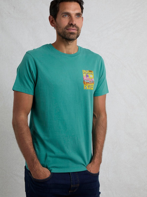 ウィアードフィッシュ メンズ トップス プルオーバー 刷り上げる Weird Fishrimpsons Back Print Artist-Shirt Viridis