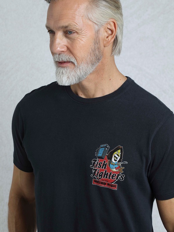 ウィアードフィッシュ メンズ トップス プルオーバー 刷り上げる Weird Fish Fighters Back Print Artist-Shirt Navy 米国海軍