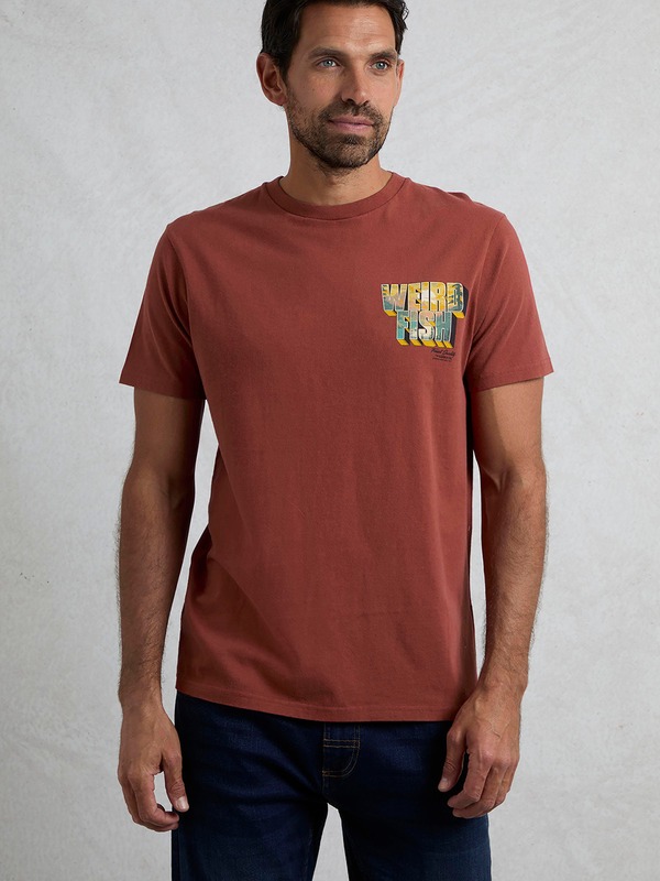 ウィアードフィッシュ メンズ トップス Tシャツ プリント グラフィック Weird Fish Wild Life Back Print Graphic T-Shirt Paprika|ReVida 店
