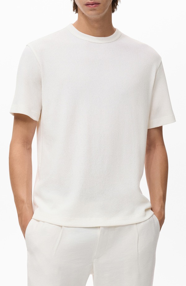 マンゴ メンズ トップス プルオーバー 編み物 MANGO Fine Knit-Shirt Off White 象牙色