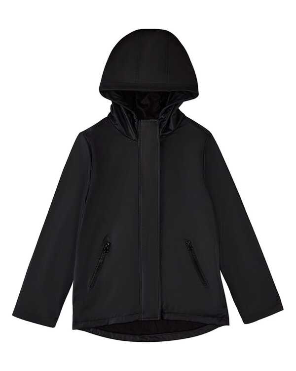 メモイ レディース アウター 上衣・上衣 ティーシャツ 厚地の外套 MeMoi Teens Classic Hooded Lined Raincoat with Included Carry Pouch Black 黒いこと コート・ジャケット-レディースファッション