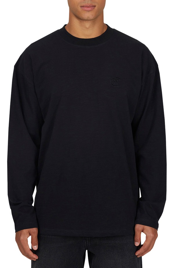 グッドフォーナッシング メンズ トップス Tシャツ Good For Nothing Emblem Tonal Relaxed Slub Long sleeve T-shirt Black ブラック|ReVida 店