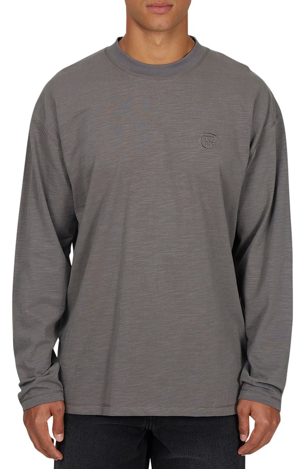 グッドフォーナッシング メンズ トップス Tシャツ Good For Nothing Emblem Tonal Relaxed Slub Long sleeve T-shirt Grey グレー 12,395円
