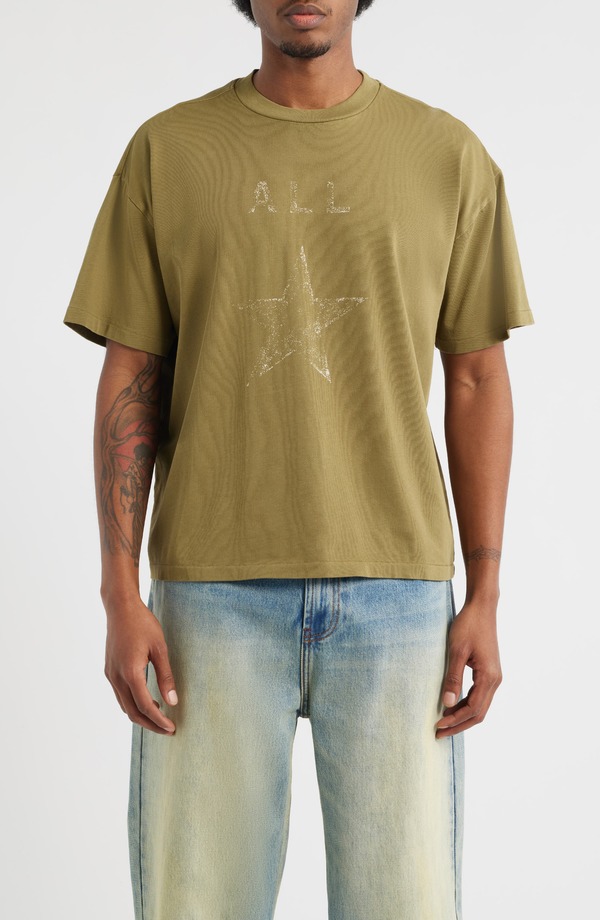 エルウッド メンズ トップス プルオーバー グラフィック Elwood Crop Hill All Star Graphic T-Shirt Olive オリーブ