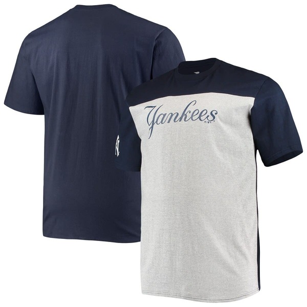 ファナティクス メンズ トップス プルオーバー トール 色合い差しつかえる Men\u0027s Fanatics Branded Navy/Heathered Gray New York Yankees Big \u0026 Tall Colorblock T-Shirt Navy 米国海軍