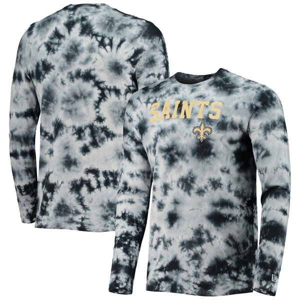 ニュー内鰓 メンズ トップス プルオーバー Men\u0027s New Era Black New Orleansaints Tie-Dye Long Sleeve T-Shirt Black 黒いこと