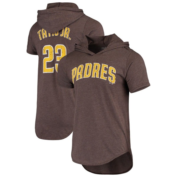 マジェスティック メンズ トップス プルオーバー パーカー Men\u0027s Majestic Threads Fernando Tatis Jr. Heathered Brown San Diego Padresofthand Player Tri-Blend Hoodie T-Shirt Brown 赤銅色