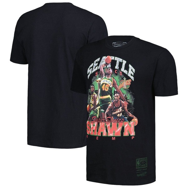 ミッチェル\u0026ネス メンズ トップス プルオーバー Men\u0027s Mitchell \u0026 Nesshawn Kemp Black Seattle SuperSonics Hardwood Classics Bling Concert Player T-Shirt Black 黒いこと