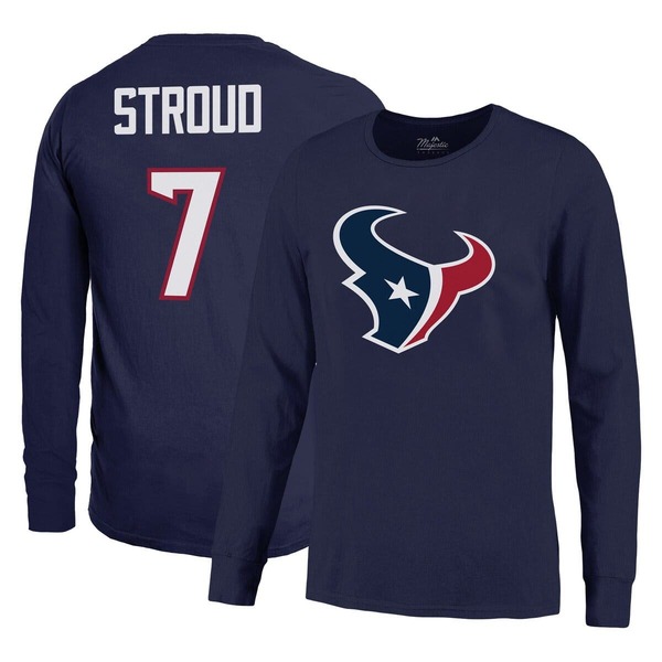 マジェスティック メンズ トップス プルオーバー Men\u0027s Majestic Threads C.J. Stroud Navy Houston Texans Name \u0026 Number Long Sleeve T-Shirt Navy 米国海軍