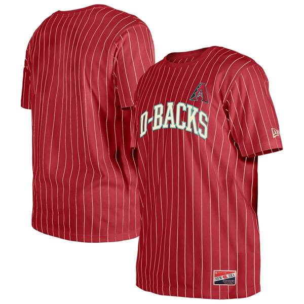 ニュー内鰓 メンズ トップス プルオーバー Men\u0027s New Era Red Arizona Diamondbacks Throwback Pinstripe T-Shirt Red 赤いこと