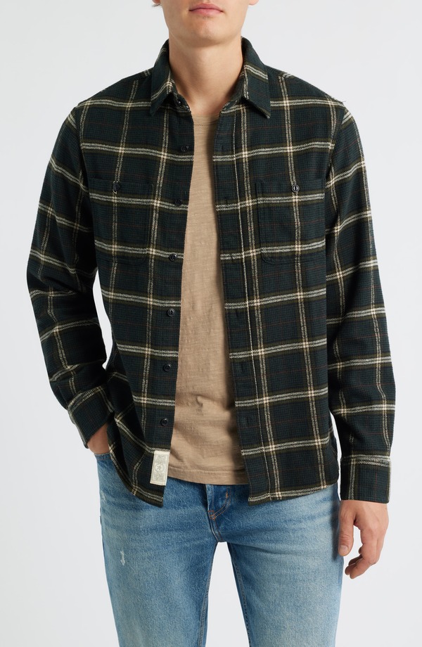 ショット ニューヨーク メンズ トップス シャツ Schott NYC Plaid Flannel Button-Up Work Shirt Hunter チェック