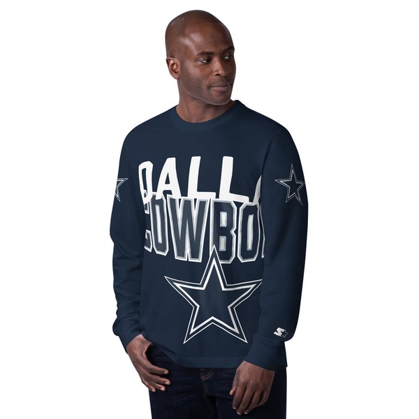 クランク メンズ トップス プルオーバー Men\u0027starter Navy Dallas Cowboys Clutchit Long Sleeve T-Shirt Navy 米国海軍