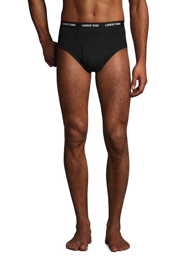 ランズエンド メンズ アンダーウェア ブリーフパンツ ニット Lands' End Knit Briefs 3 Pack Black ブラック|ReVida 店